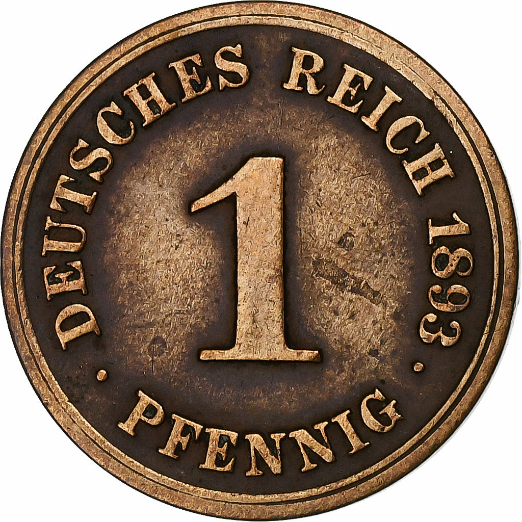 GERMANY - EMPIRE, Pfennig, 1893, Cuivre, AU(50-53)