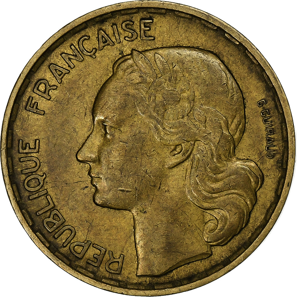 Francja, 20 Francs, Guiraud, 1953, Beaumont - Le Roger, Aluminium-Brąz
