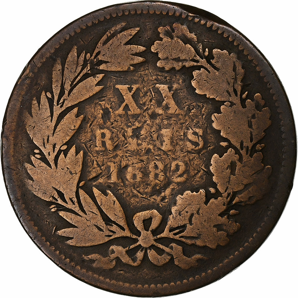 Portugal, Luiz I, 20 Reis, 1882, Bronze, S, KM:527