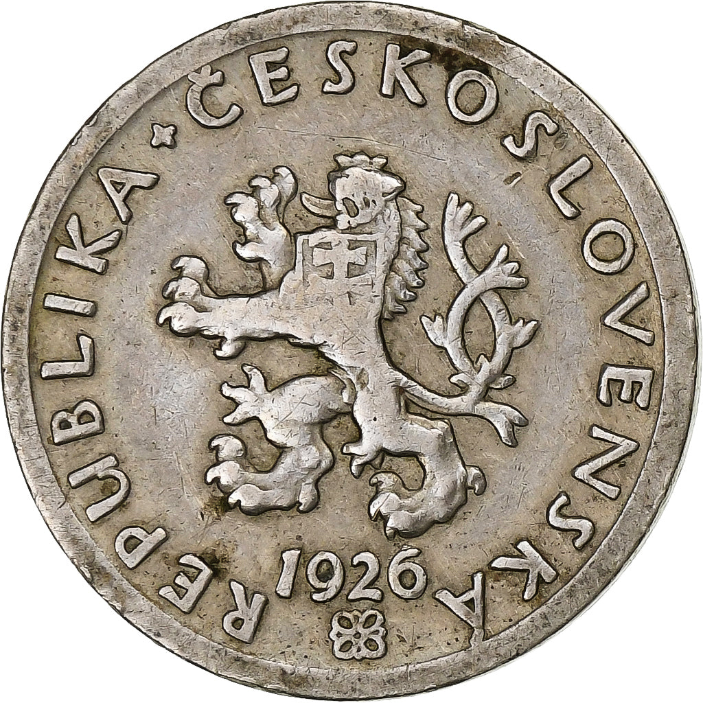 Czechosłowacja, 20 Haleru, 1926, Miedź-Nikiel, VF(20-25), KM:1