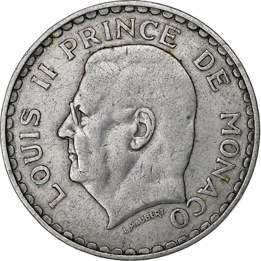 Monaco, Louis II, 5 Francs, 1945, Aluminum, AU(50-53), Gadoury:MC135, KM:122