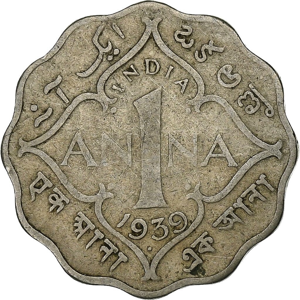 INDIA-BRITISH, George VI, Anna, 1939, Kupfer-Nickel, SGE+, KM:536