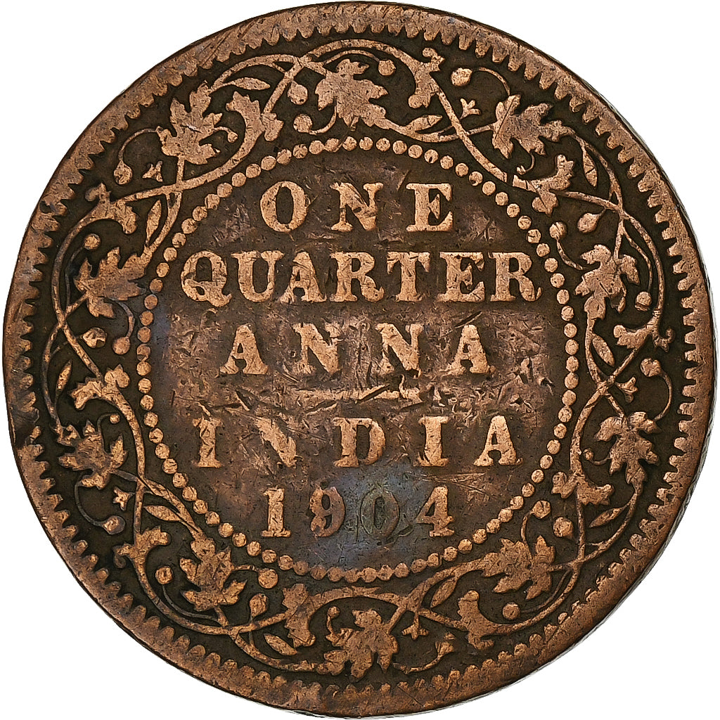 INDIA-BRITISH, Edward VII, 1/4 Anna, 1904, Calcutta, Copper, VF(30-35), KM:501