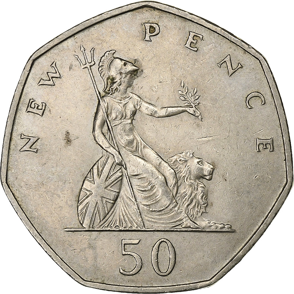 Gran Bretaña, Elizabeth II, 50 New Pence, 1969, Cobre - níquel, MBC+, KM:913