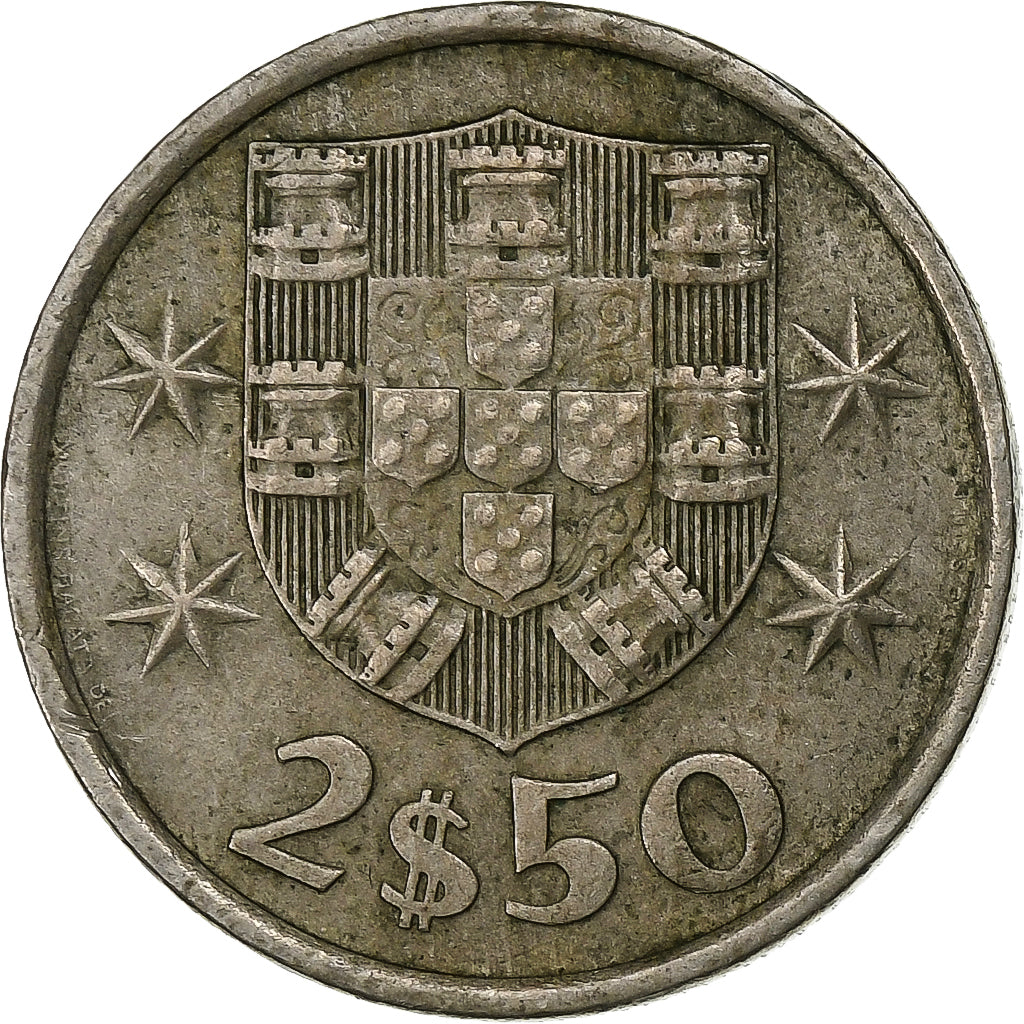 Portugal, 2-1/2 Escudos, 1980, Miedź-Nikiel, AU(50-53), KM:590