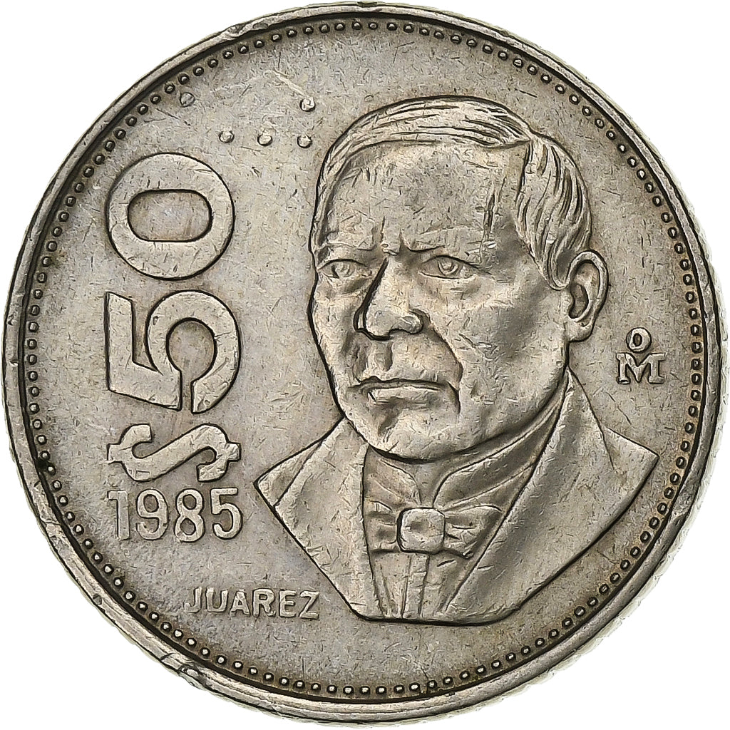 México, 50 Pesos, 1985, Mexico City, Cobre-níquel, AU(55-58), KM:495