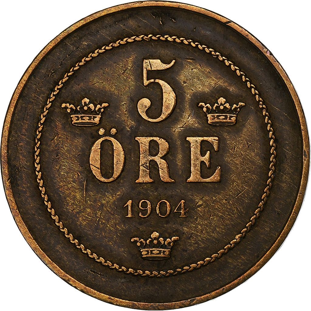 Danimarca, Christian IX, 5 Öre, 1904, Copenhagen, Bronzo, BB, KM:794.2