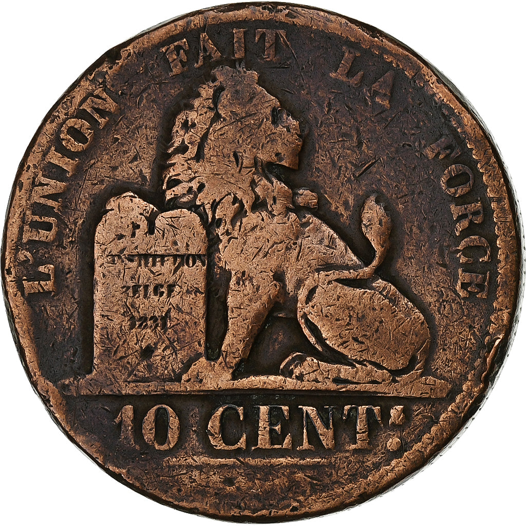 Belgium, Leopold I, 10 Centimes, 1833, Copper, VF(30-35), KM:2.1