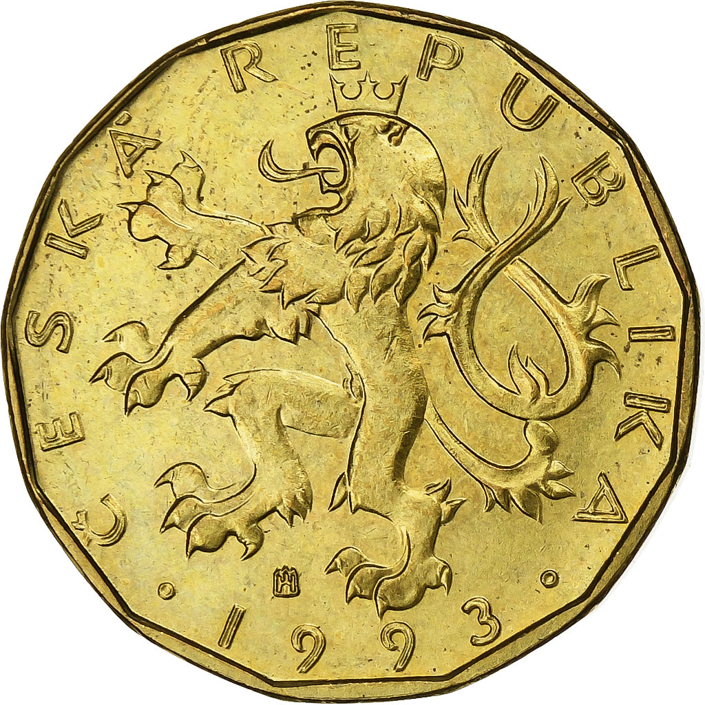 Tsjechische Republiek, 20 Korun, 1993, Brass plated steel, ZF+, KM:5