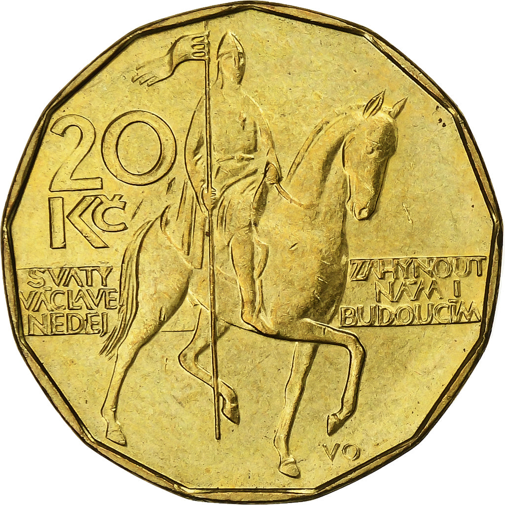 Tsjechische Republiek, 20 Korun, 1993, Brass plated steel, ZF+, KM:5
