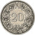 Switzerland, 20 Rappen, 1908, Bern, Nickel, AU(50-53), KM:29