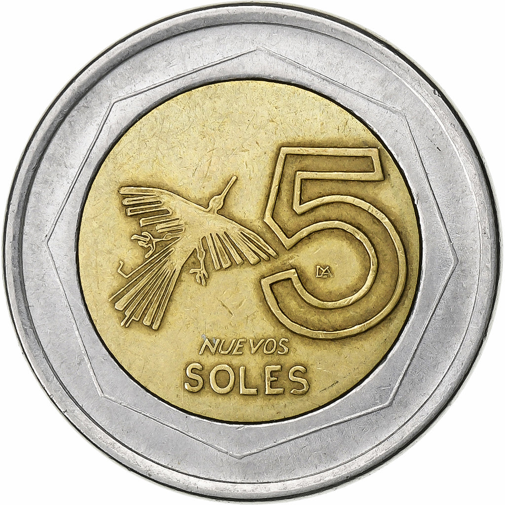 Perú, 5 Nuevos Soles, 1995, Bimetálico, MBC