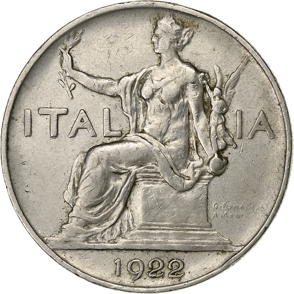 Italien, Vittorio Emanuele III, Lira, 1922, Rome, SS+, Nickel, KM:62