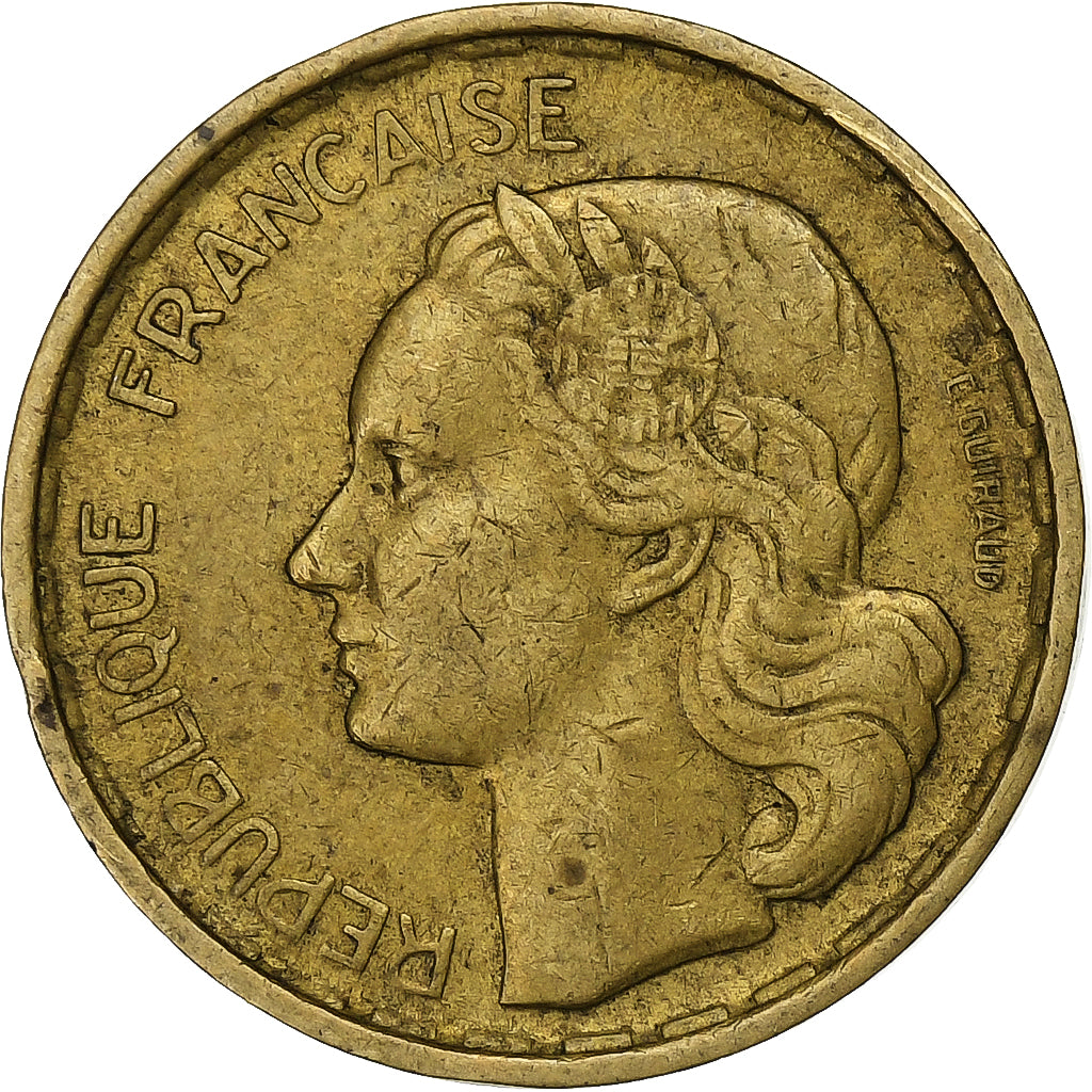 Francja, 10 Francs, Guiraud, 1951, Paris, Aluminium-Brąz, EF(40-45)