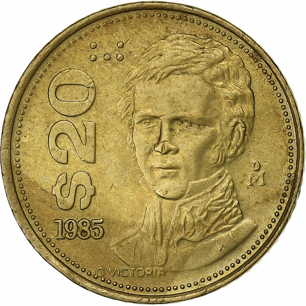 México, 20 Pesos, 1985, Latón, MBC, KM:508