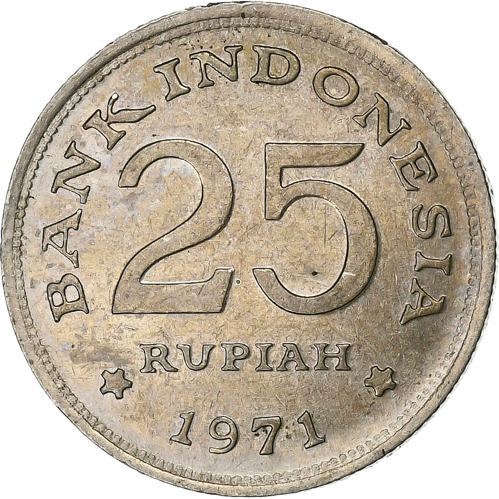 Indonésie, 25 Rupiah, 1971, Cupronickel plaqué cuivre, SUP, KM:10