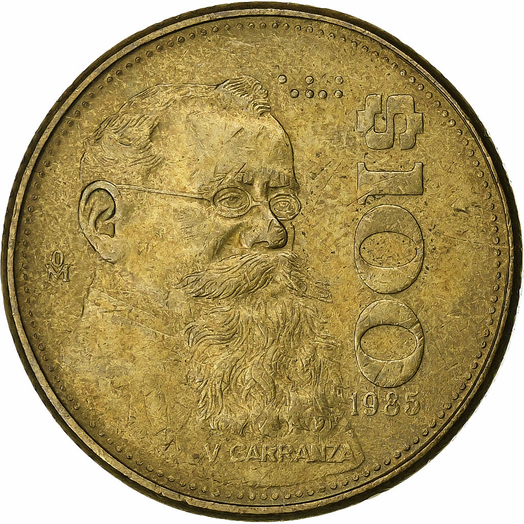 Messico, 100 Pesos, 1985, Mexico City, Alluminio-bronzo, BB, KM:493