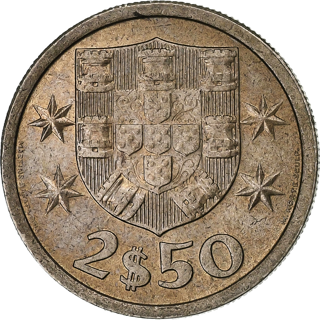 Portugal, 2-1/2 Escudos, 1968, Cobre-níquel, EF(40-45), KM:590