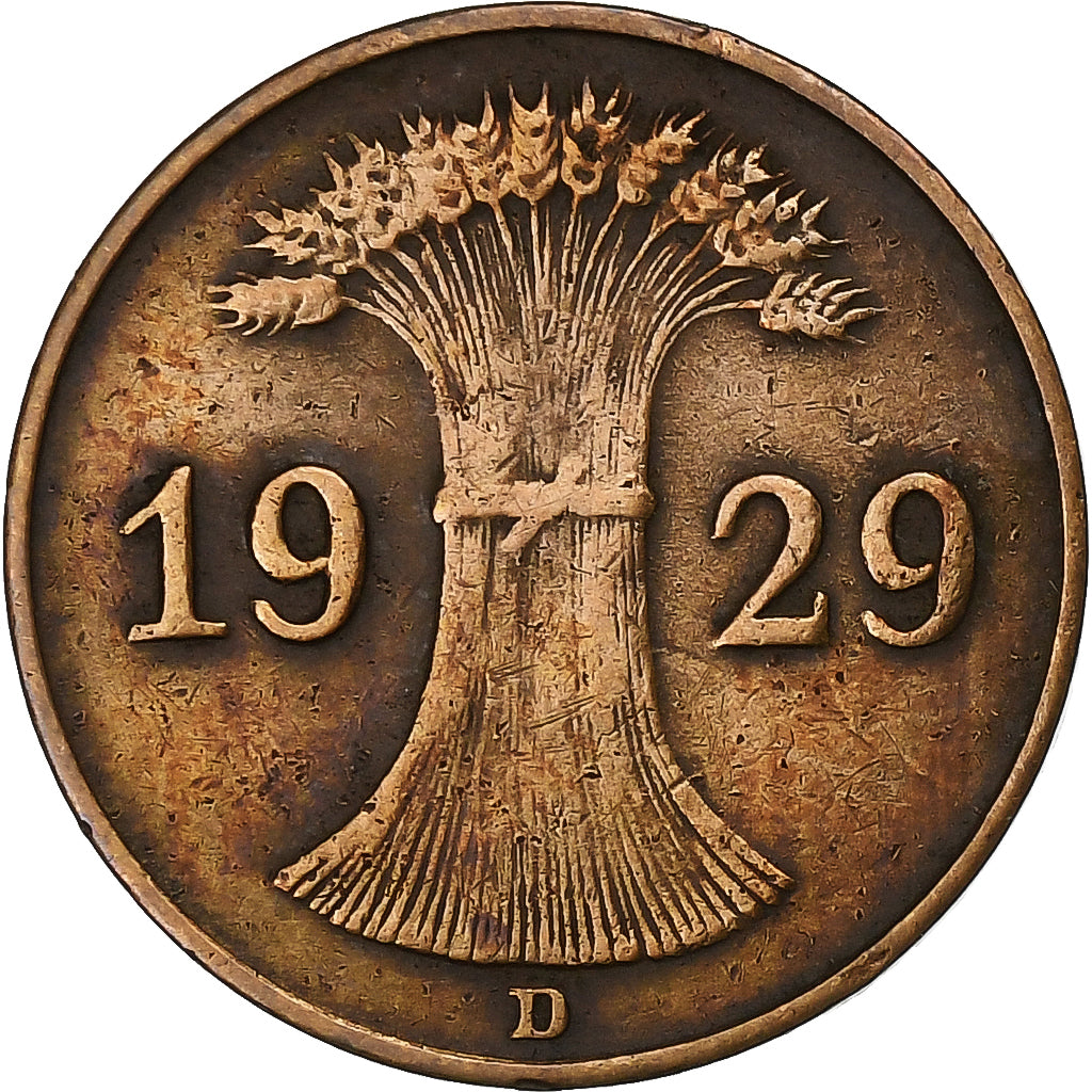 Alemanha, Reichspfennig, 1929, Munich, Alumínio-Bronze, EF(40-45)