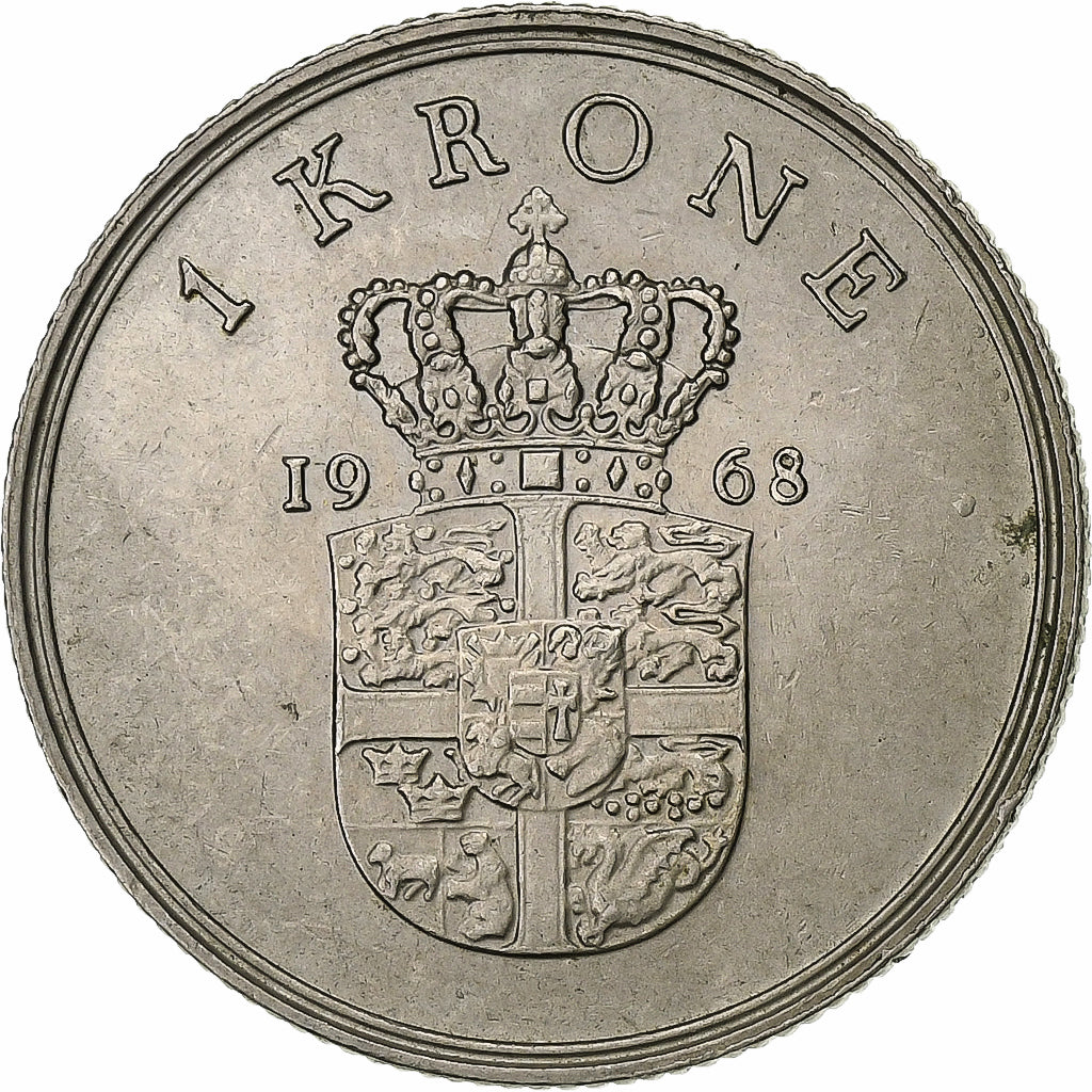 Dinamarca, Frederik IX, Krone, 1968, Cobre-níquel, EF(40-45), KM:851.1