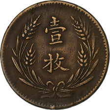 CHINA, REPUBLIC OF, 10 Cash, 10 Wen, 1919, Copper, EF(40-45), KM:307.1