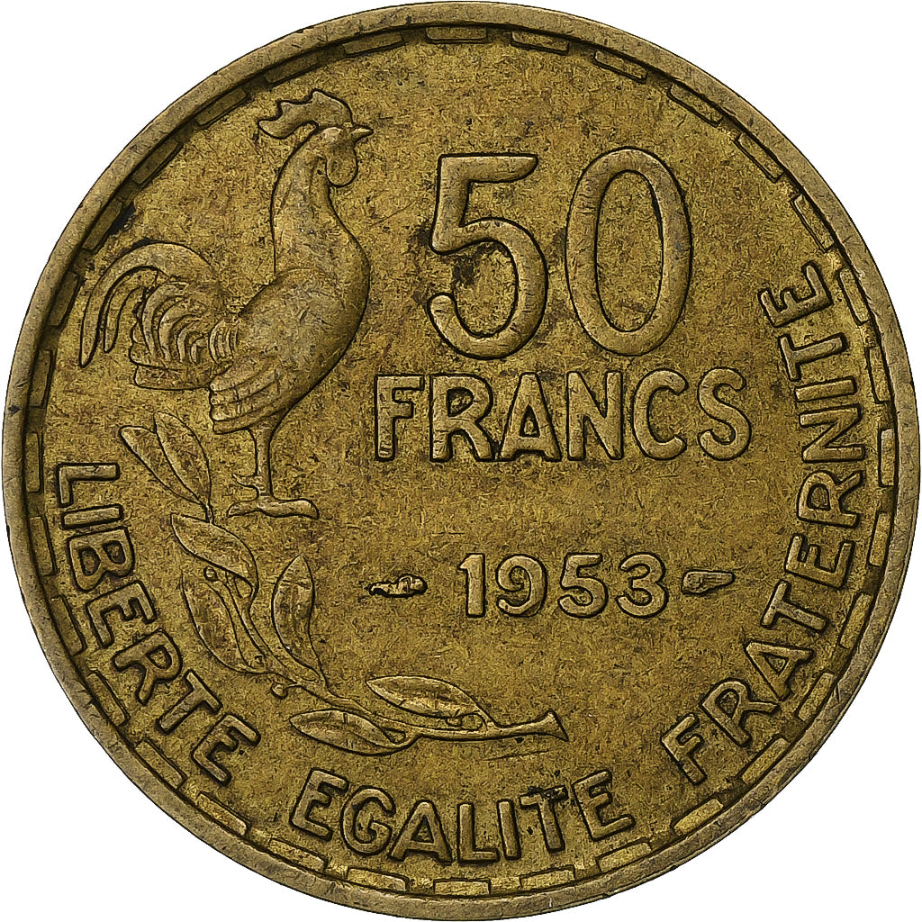 France, 50 Francs, Guiraud, 1953, Aluminum-Bronze, EF(40-45), Le Franc:F.425