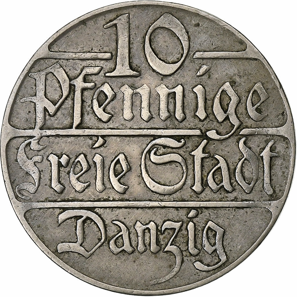 DANZICA, 10 Pfennig, 1923, Rame-nichel, BB, KM:143