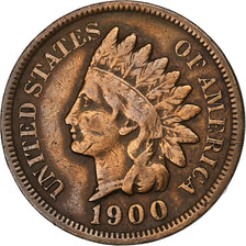 USA, Cent, 1900, Brązowy, AU(50-53)