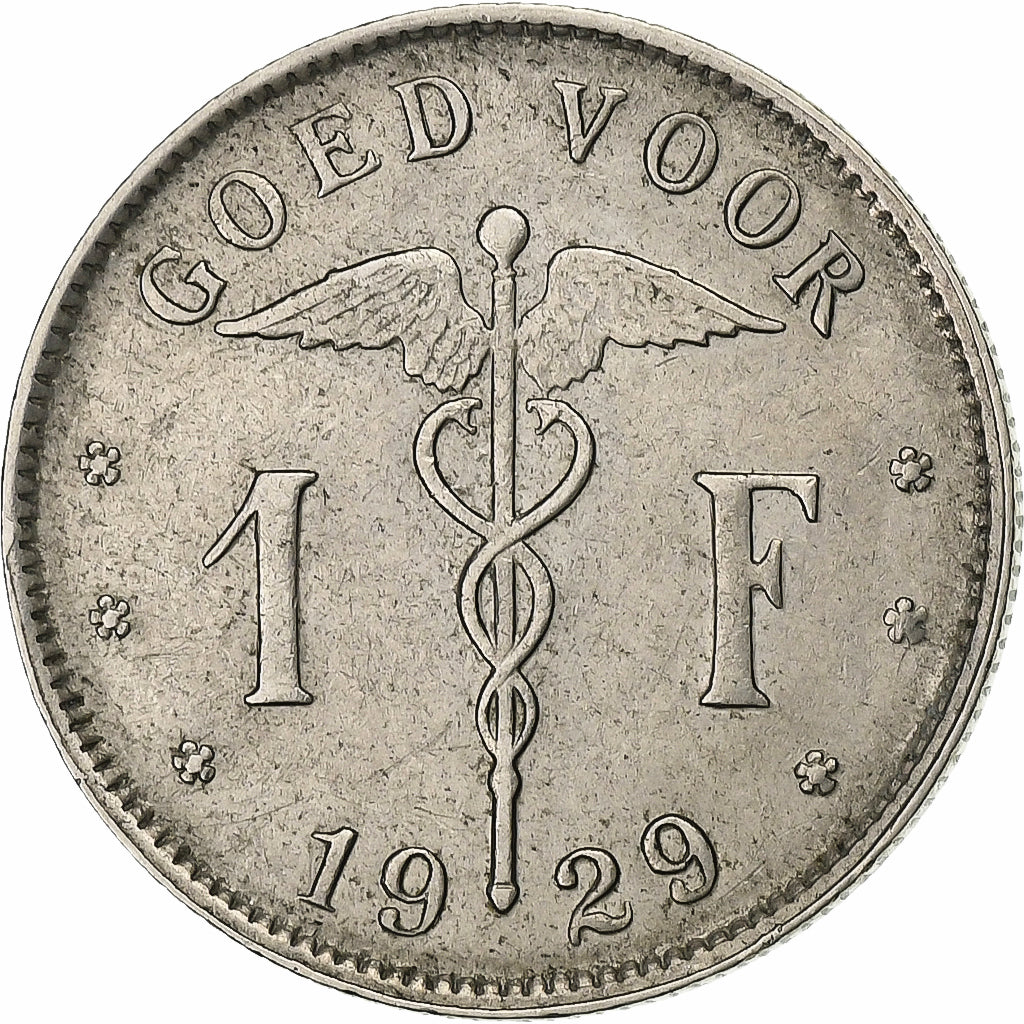Belgium, Franc, 1929, Nickel, AU(50-53), KM:90