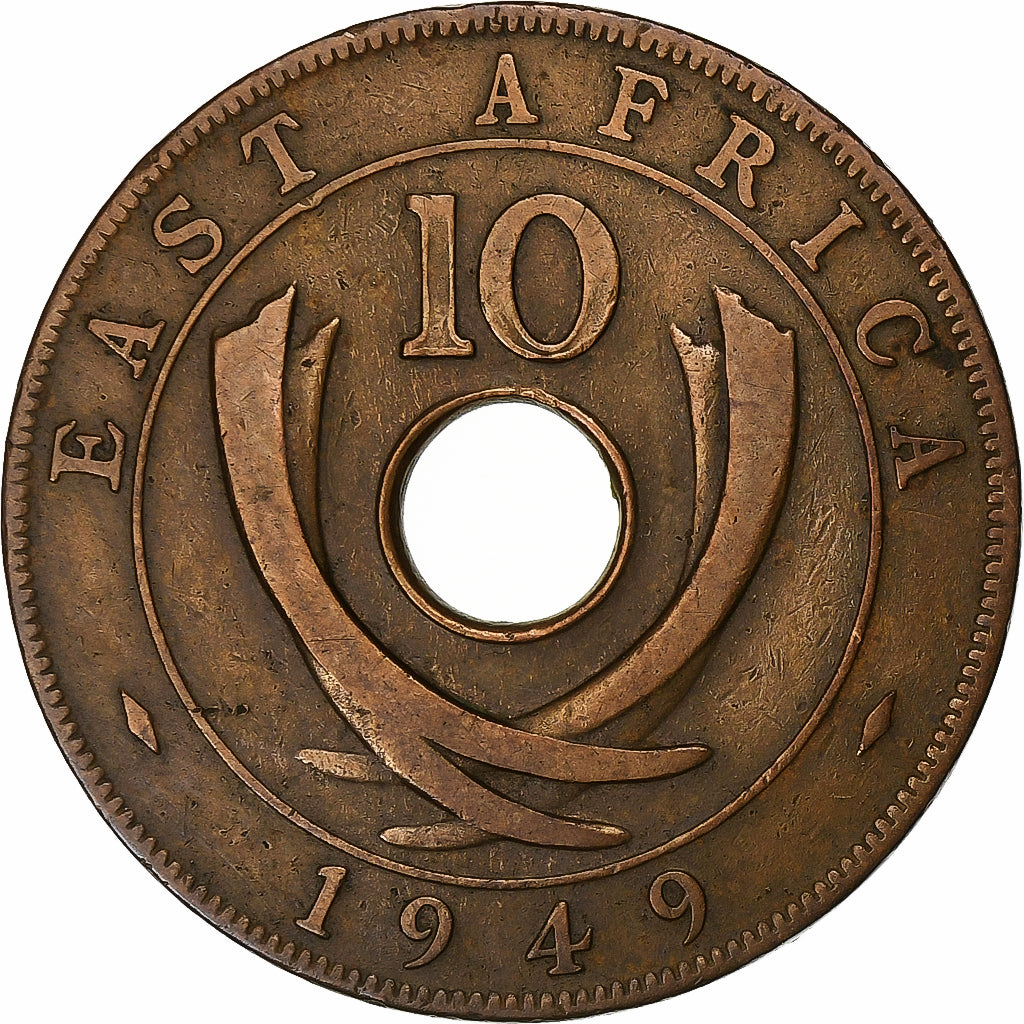 EAST AFRICA, George VI, 10 Cents, 1949, Bronze, EF(40-45), KM:34