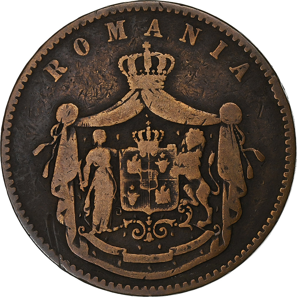 Romania, Carol I, 10 Bani, 1867, Copper, EF(40-45)