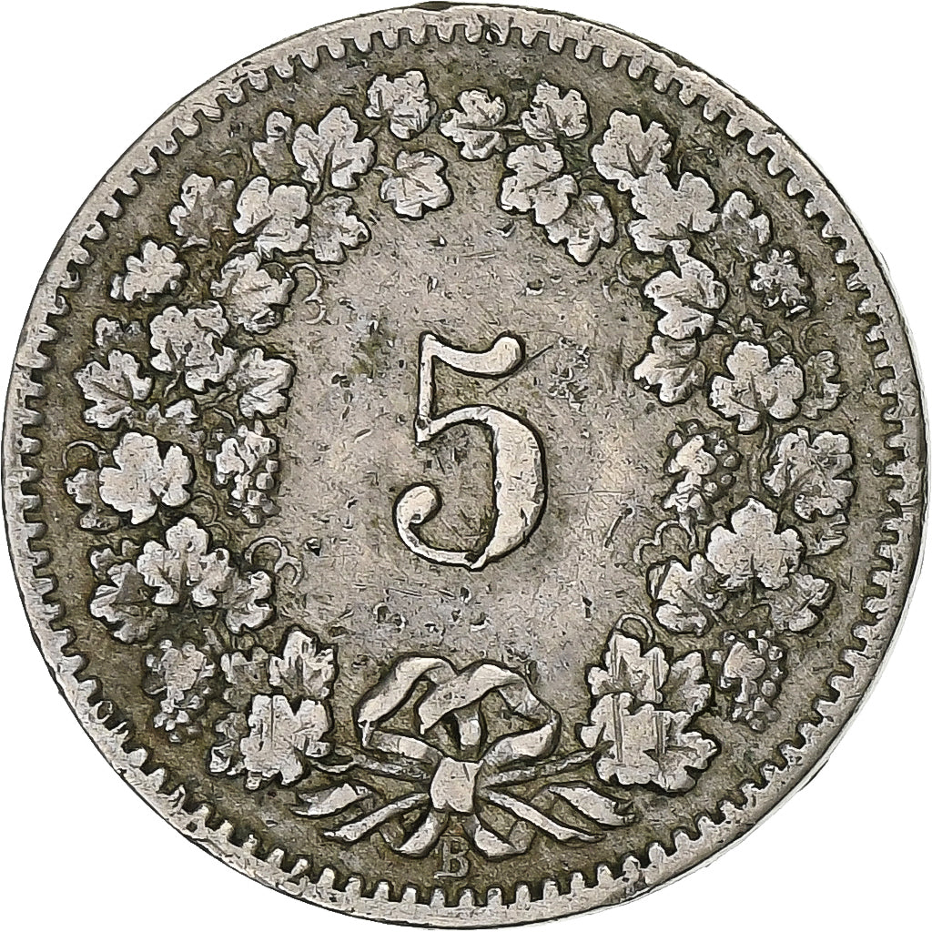Switzerland, 5 Rappen, 1888, Bern, Copper-nickel, VF(30-35), KM:26