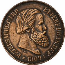 Brazil, Pedro II, 20 Reis, 1869, Bronze, EF(40-45), KM:474