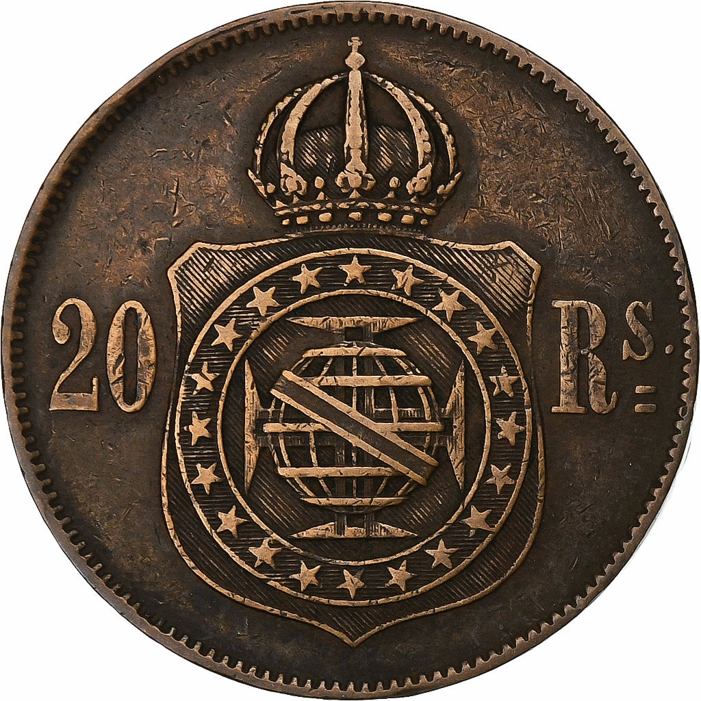 Brazil, Pedro II, 20 Reis, 1869, Bronze, EF(40-45), KM:474