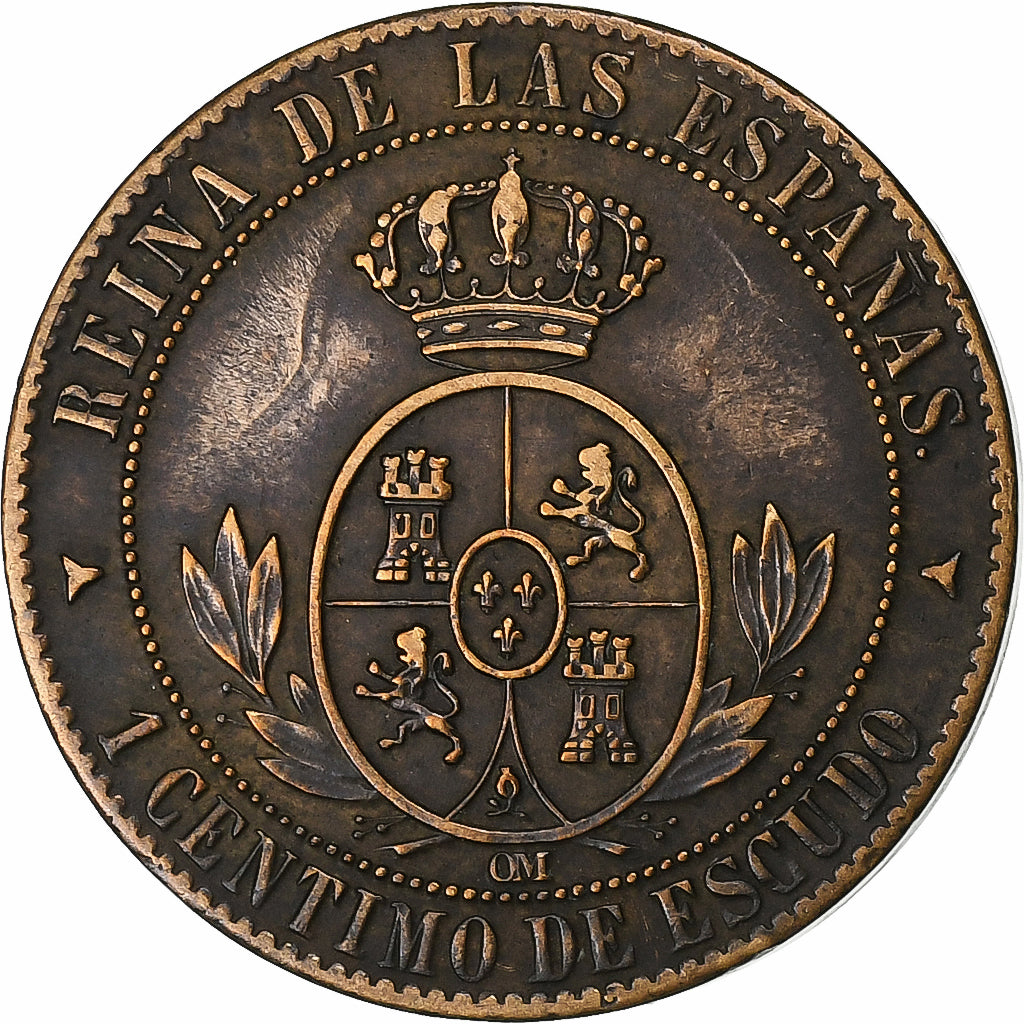 Spain, Isabel II, Centimo, 1868, Copper, EF(40-45), KM:633.1