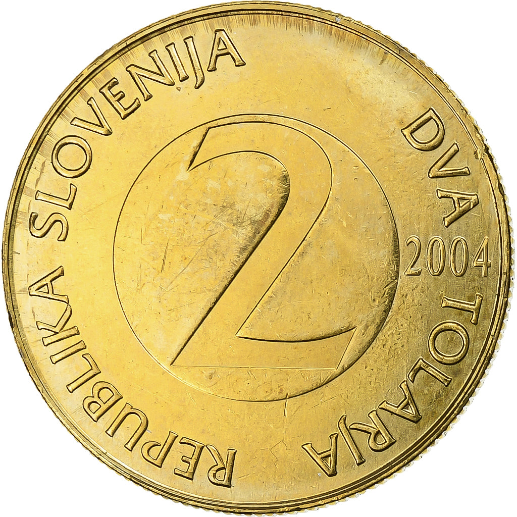 Slovenia, 2 Tolarja, 2004, Nickel-brass, AU(55-58), KM:5