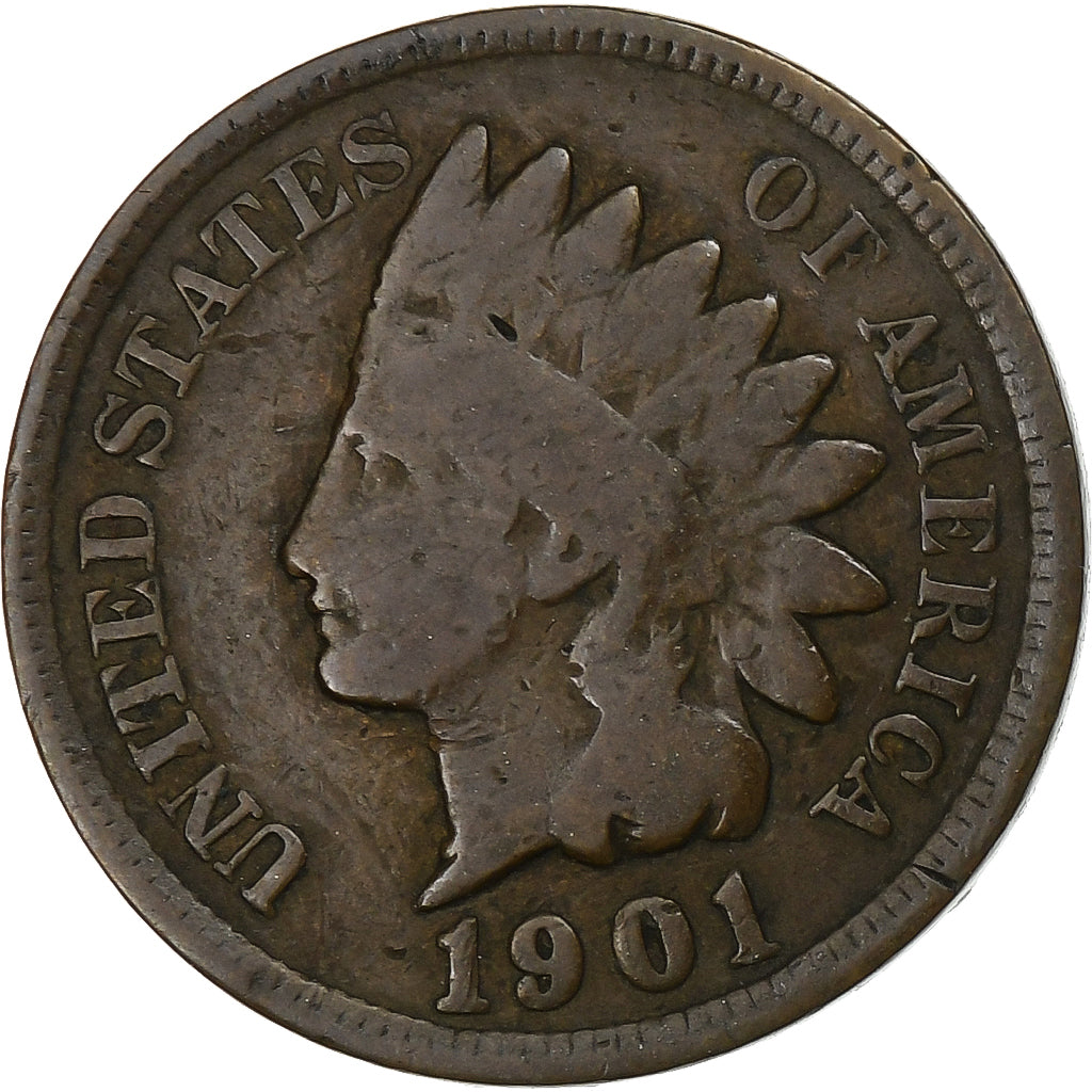Estados Unidos da América, Cent, Indian Head Cent, 1901, Philadelphia, Bronze