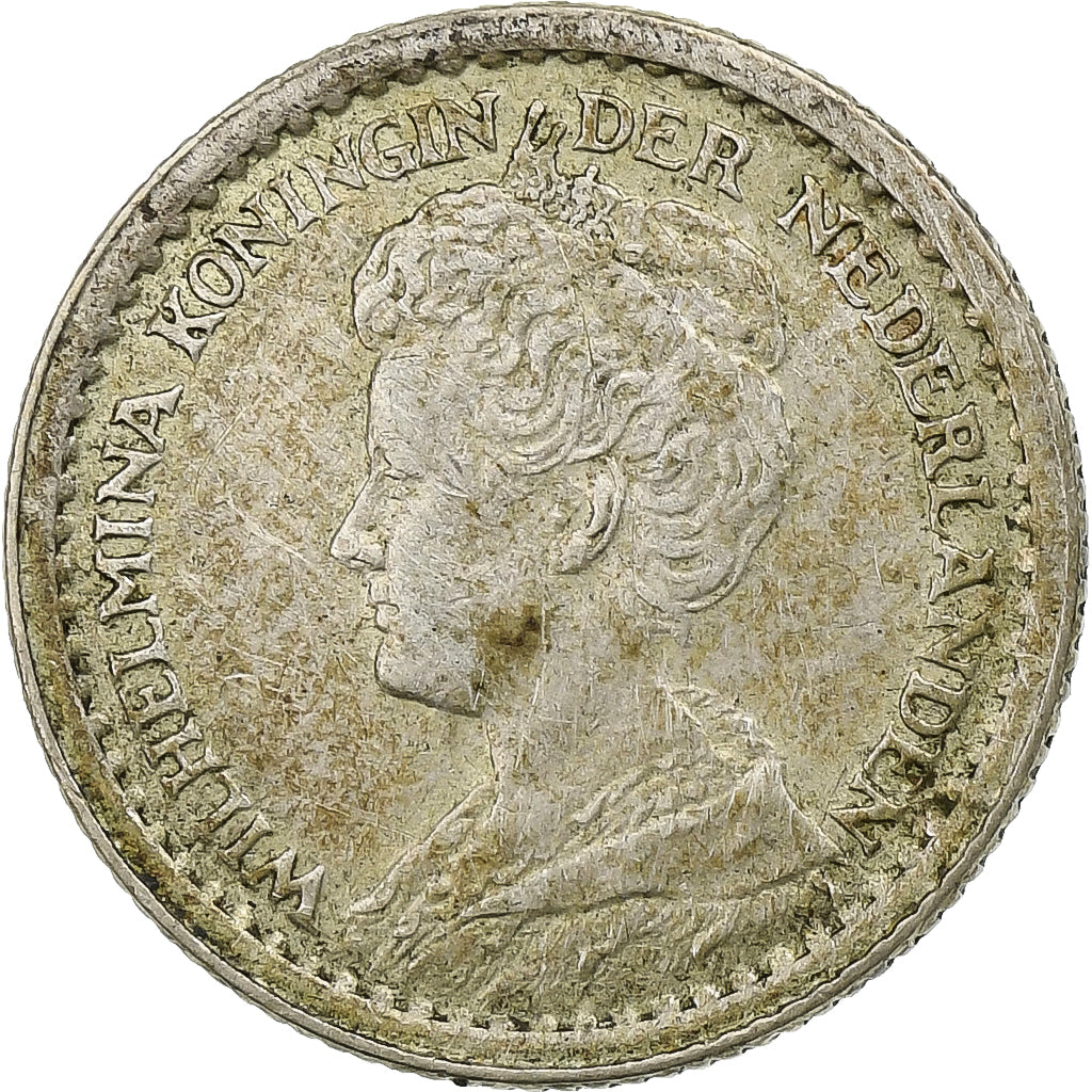 Países Baixos, Wilhelmina I, 10 Cents, 1918, Prata, VF(30-35), KM:145