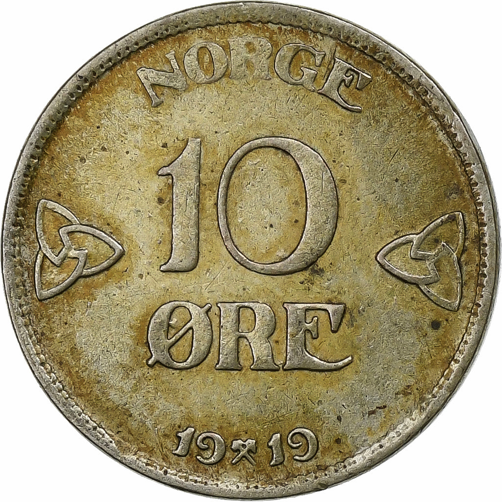 Norway, Haakon VII, 10 Öre, 1919, Silver, EF(40-45), KM:372