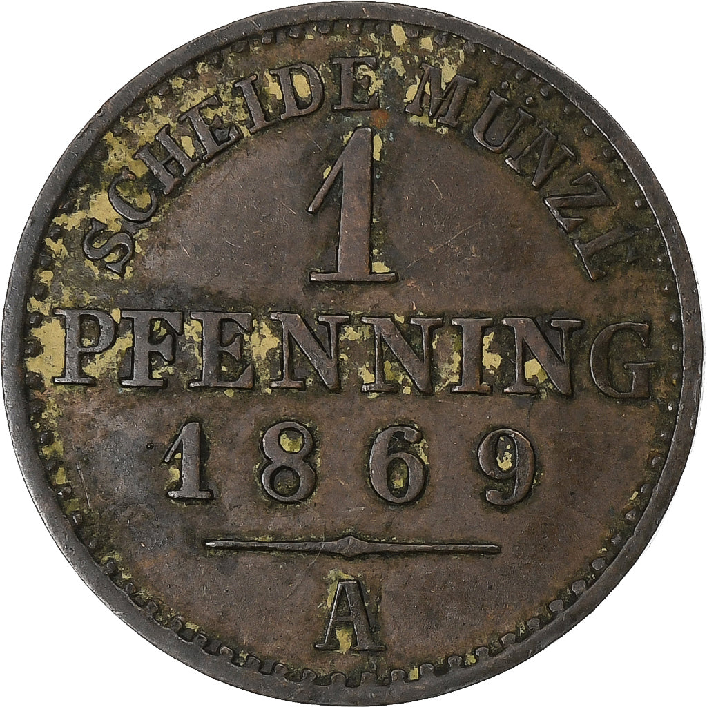 Landy niemieckie, PRUSSIA, Wilhelm I, Pfennig, 1869, Berlin, Miedź, EF(40-45)