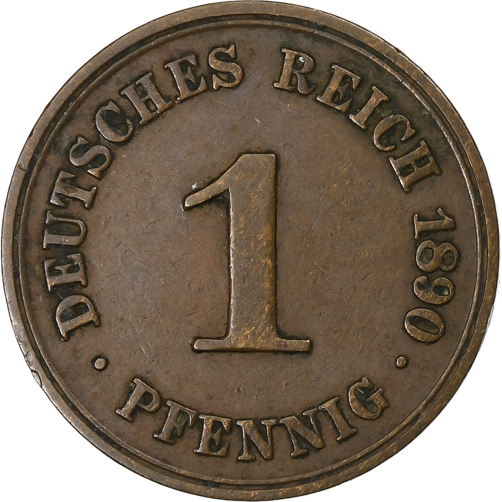 GERMANY - EMPIRE, Wilhelm II, Pfennig, 1890, Berlin, Copper, EF(40-45), KM:10