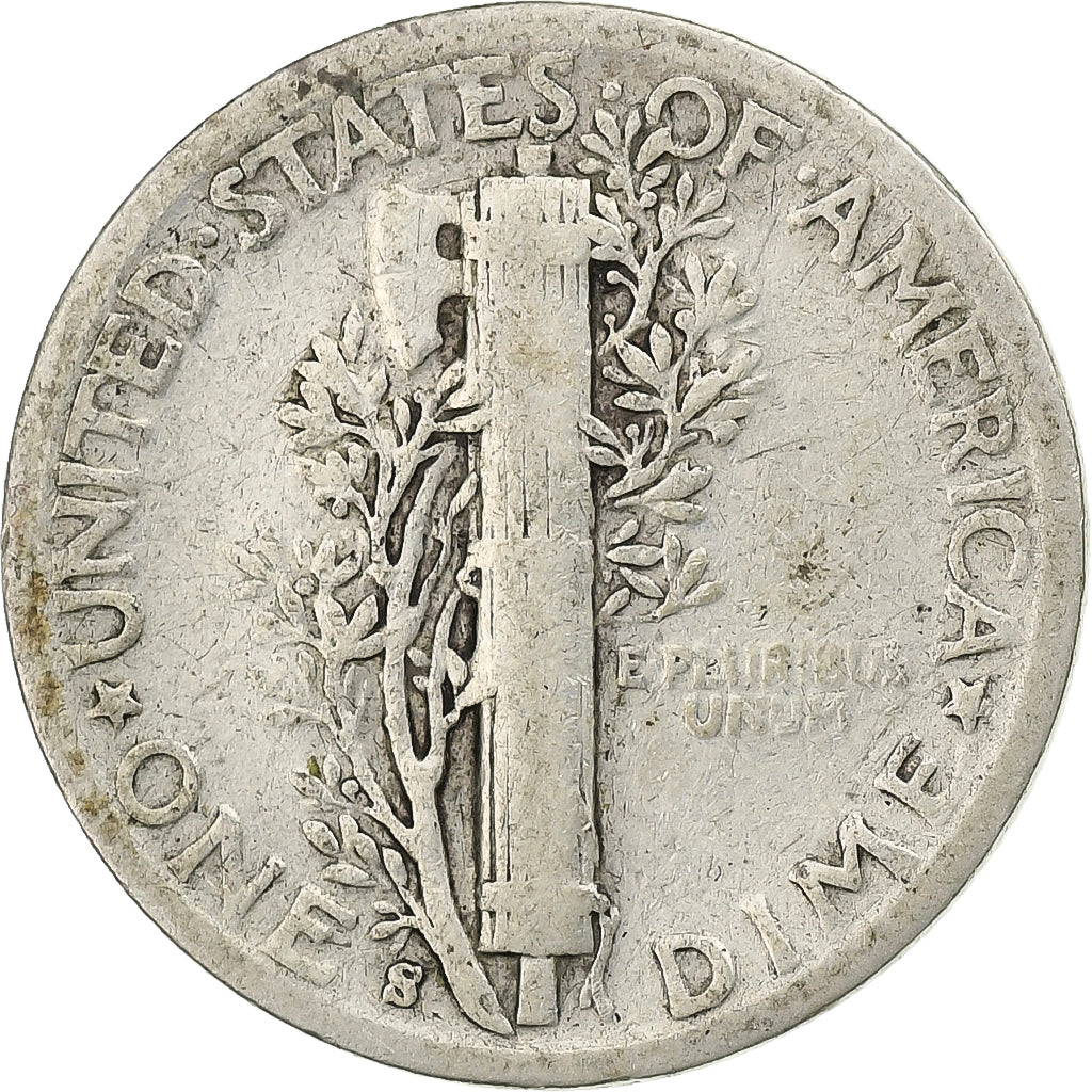 États-Unis, Dime, Mercury Dime, 1942, San Francisco, Argent, TB, KM:140