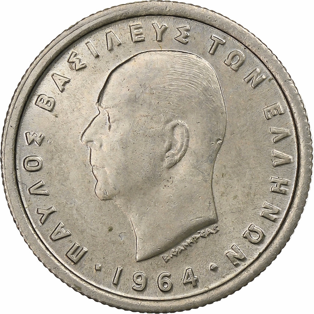 Grécia, Paul I, 50 Lepta, 1964, Cobre-níquel, VF(30-35), KM:80