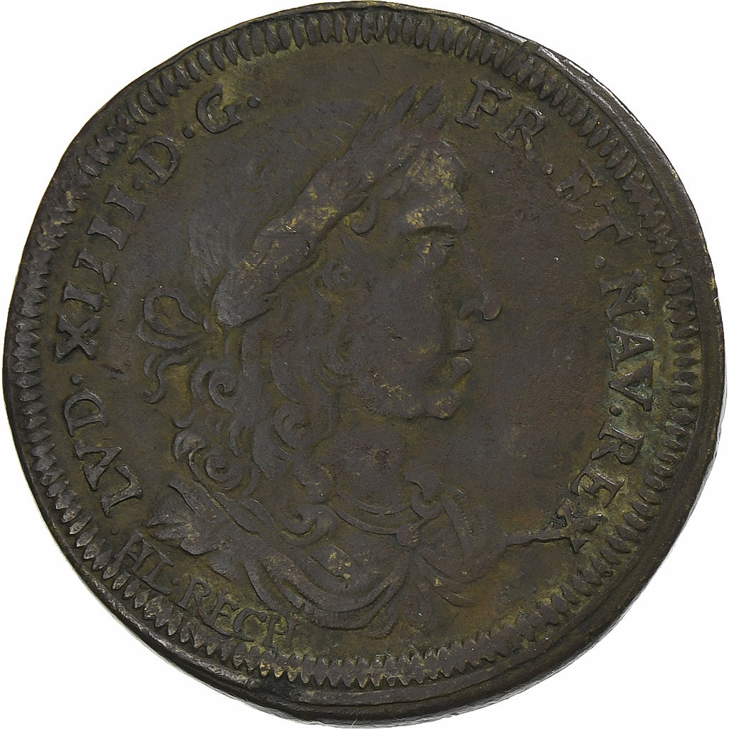 France, Token, Louis XIV, Nuremberg, laiton, Hans Laufer, VF(20-25)