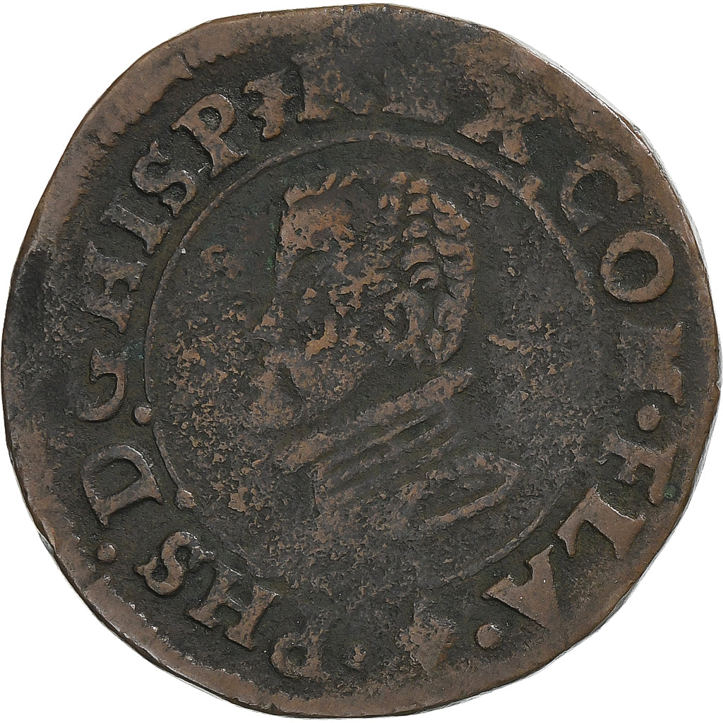 Comté de Flandre, Flandre, Philippe II, Liard, Bruges, Cuivre, TB