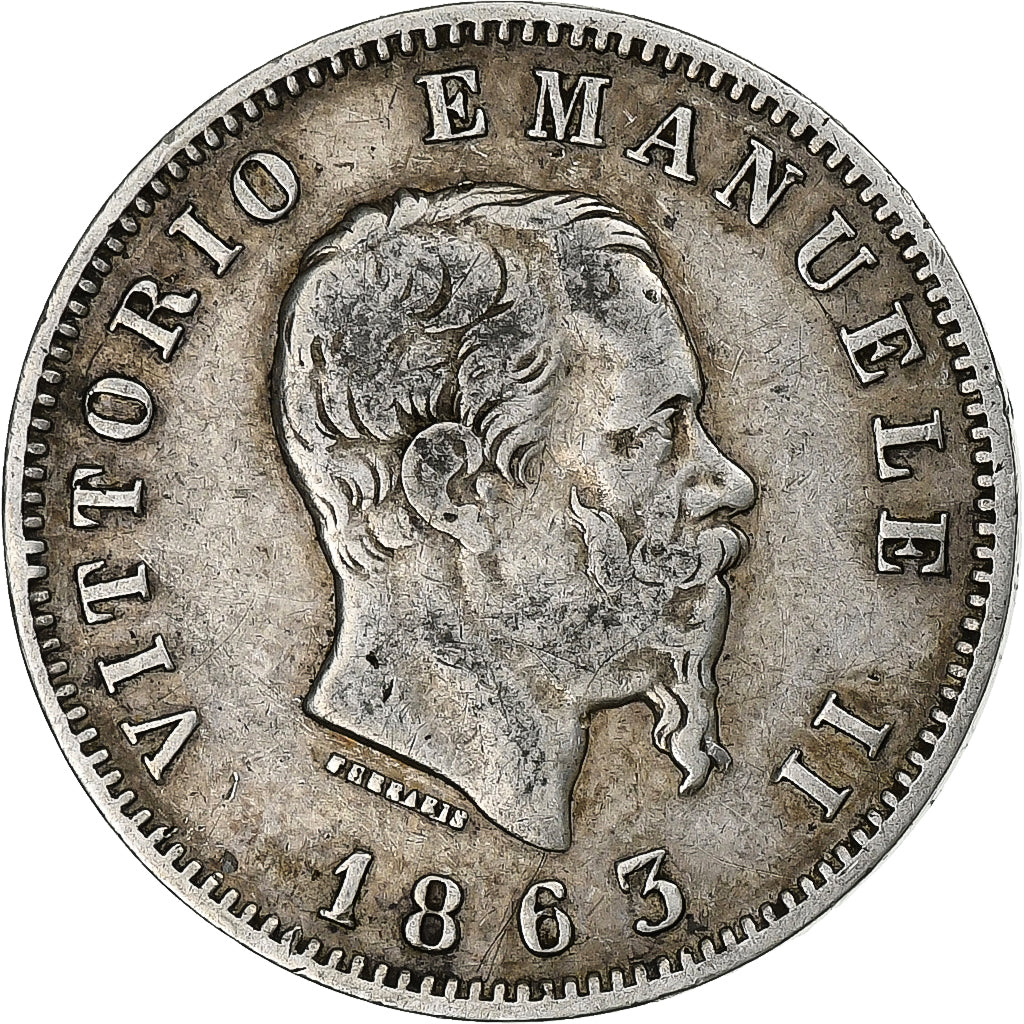 Italien, Vittorio Emanuele II, Lira, Milan, Silber, S+, KM:5a.1