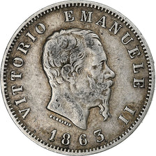 Italien, Vittorio Emanuele II, Lira, Milan, Silber, S+, KM:5a.1