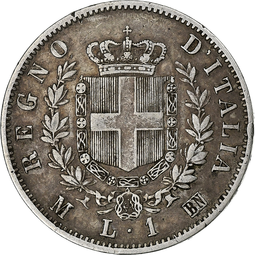 Italien, Vittorio Emanuele II, Lira, Milan, Silber, S+, KM:5a.1