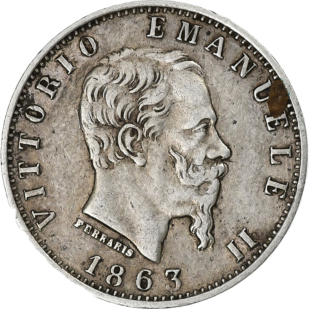 Italia, Vittorio Emanuele II, 20 Centesimi, 1863, Milan, Argento, BB, KM:13.1