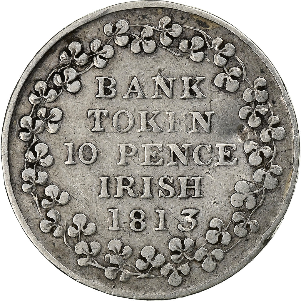 Irlanda, 10 Pence Token, 1813, Plata, BC+, KM:Tn5